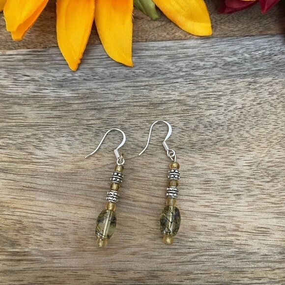 Glass Bead Handmade Earrings NWOT  - Picture 2 of 2